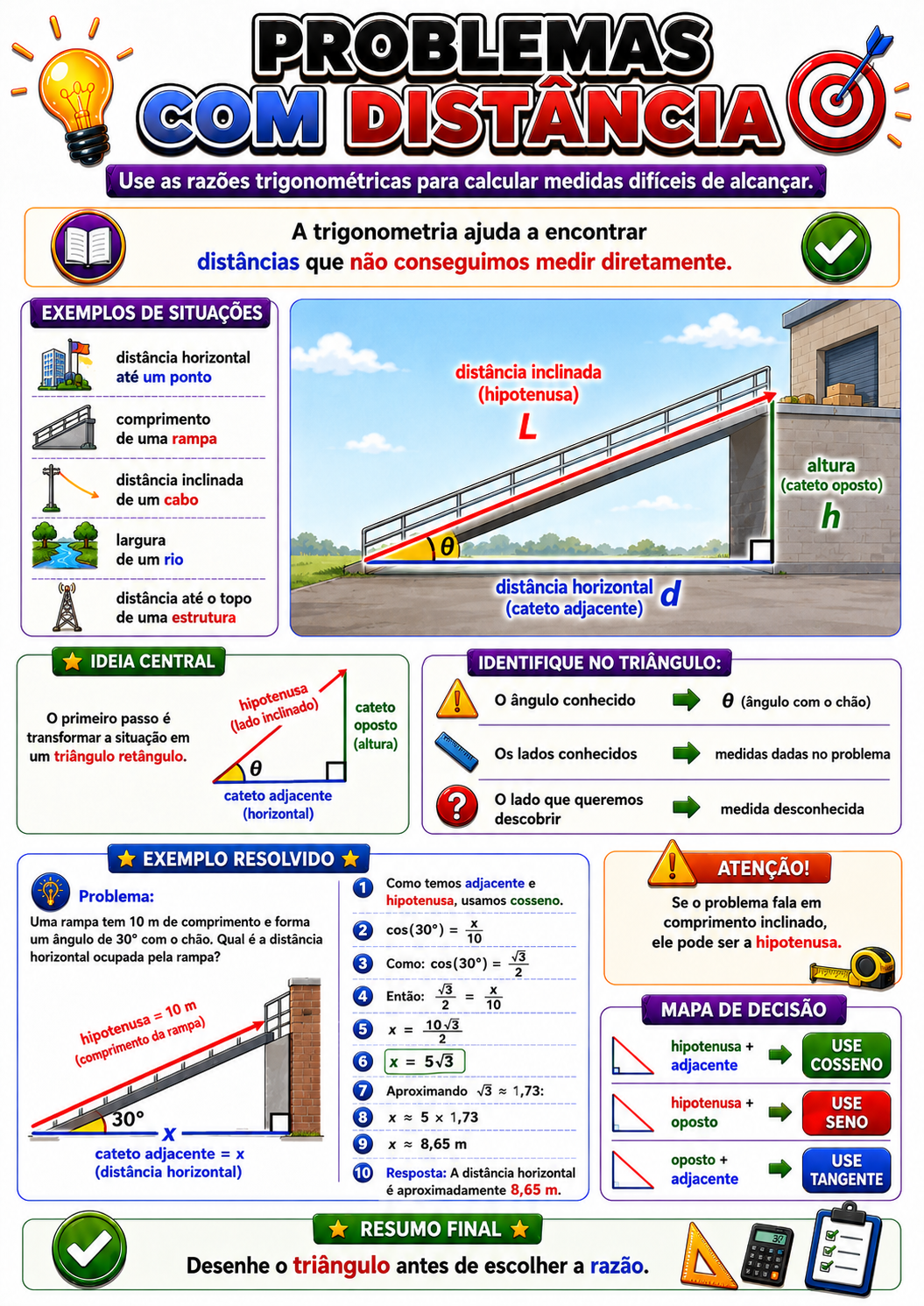 Página visual de trigonometria: Problemas com distância